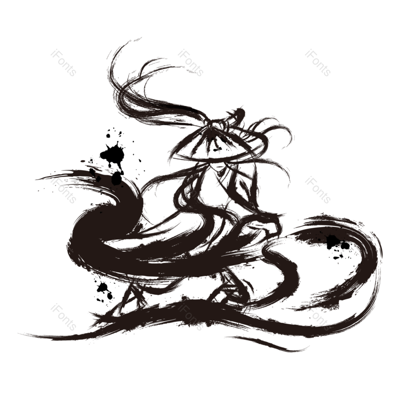 水墨图片,中国风元素,黑白PNG,人物免抠素材